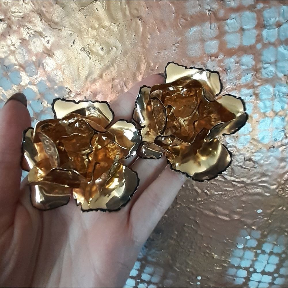 NWOT Zara GoldFlower Statement Earrings - Picture 4 of 14